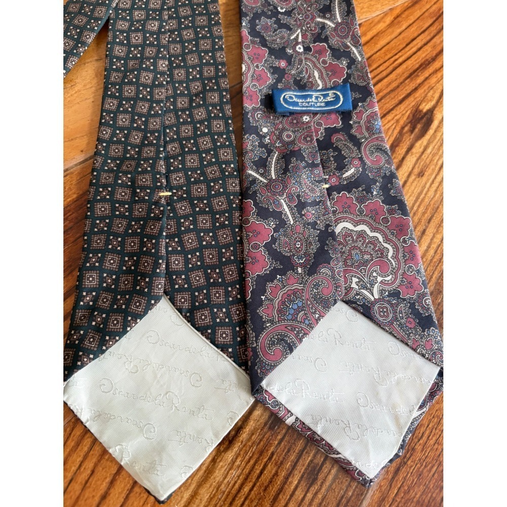 Oscar de la Renta Neck Ties Menswear Paisley Silk Business - Picture 2 of 2
